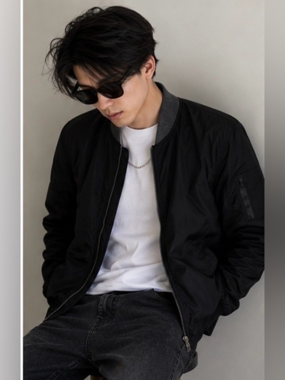ZARA MAN Black Lightweight Bomber Jacket Minimalist Streetwear Windbreaker Sz M